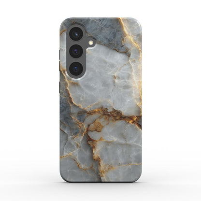 Silver Ember Handyhülle – elegantes Marmor-Design mit goldenen Linien, Rückansicht