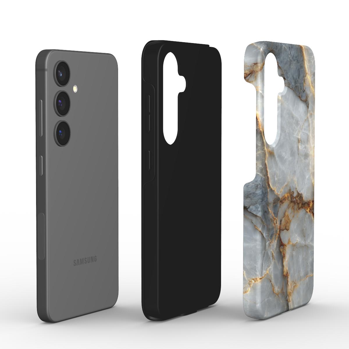 Silver Ember Tough Case – Explosionsansicht mit Innen- und Außenschale