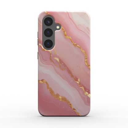 Golden Blush Handyhülle – stilvolles Marmor-Design mit Rosé und Goldakzenten