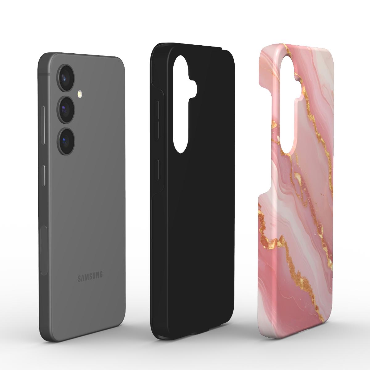 Golden Blush Tough Case – Explosionsansicht mit PC- und TPU-Schichten