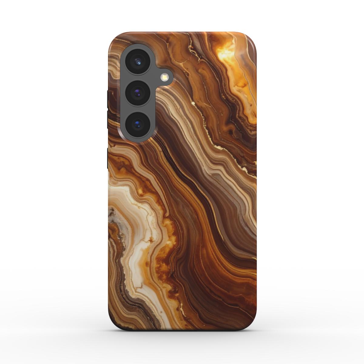 Amber Flow Handyhülle – warme Marmorstruktur mit Bernstein- und Karamelltönen