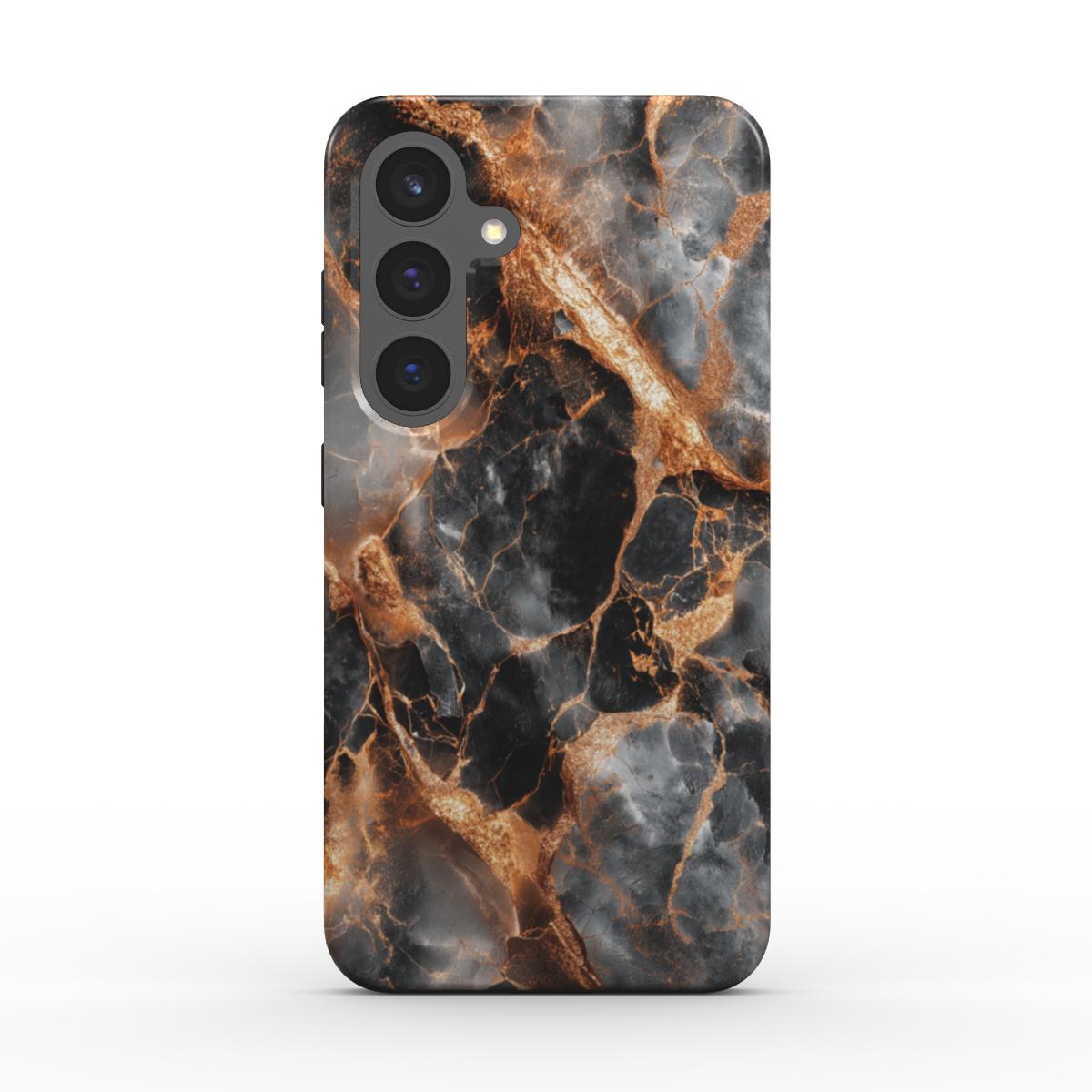 Obsidian Flame Handyhülle – edles schwarzes Marmor-Muster mit goldenen Linien