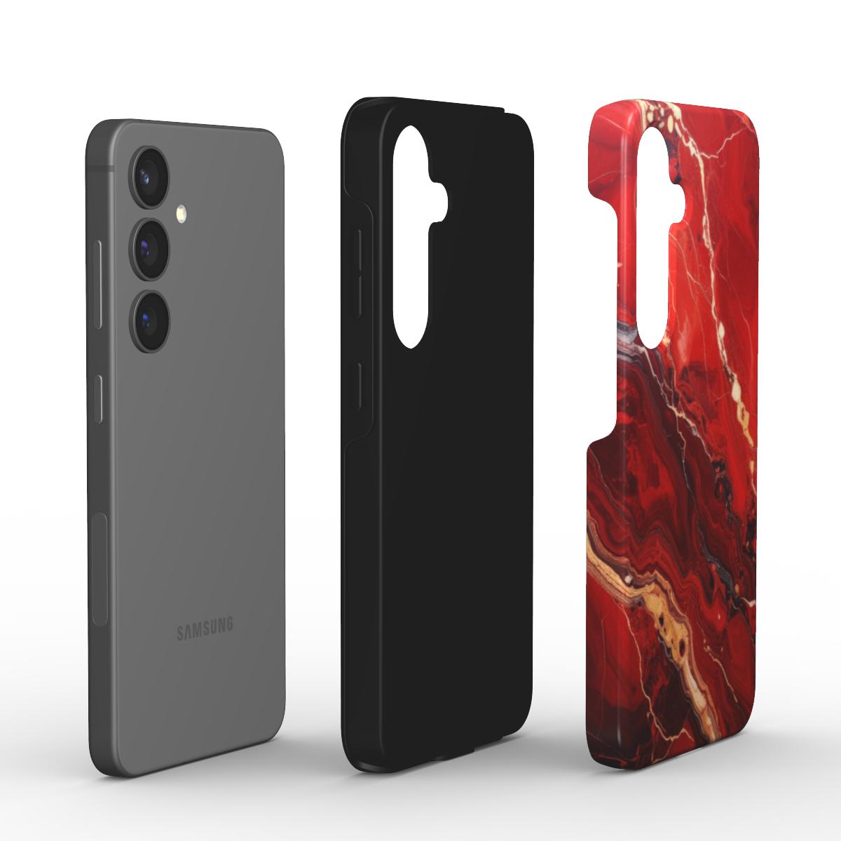 Red Fusion Tough Case – Explosionsansicht mit TPU-Innenschicht und PC-Außenschale