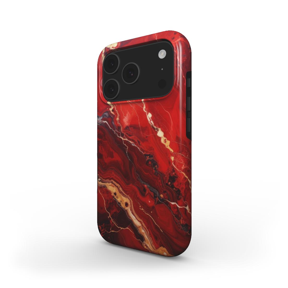 MagSafe Marmor-Design Handyhülle Red Fusion – Rückansicht