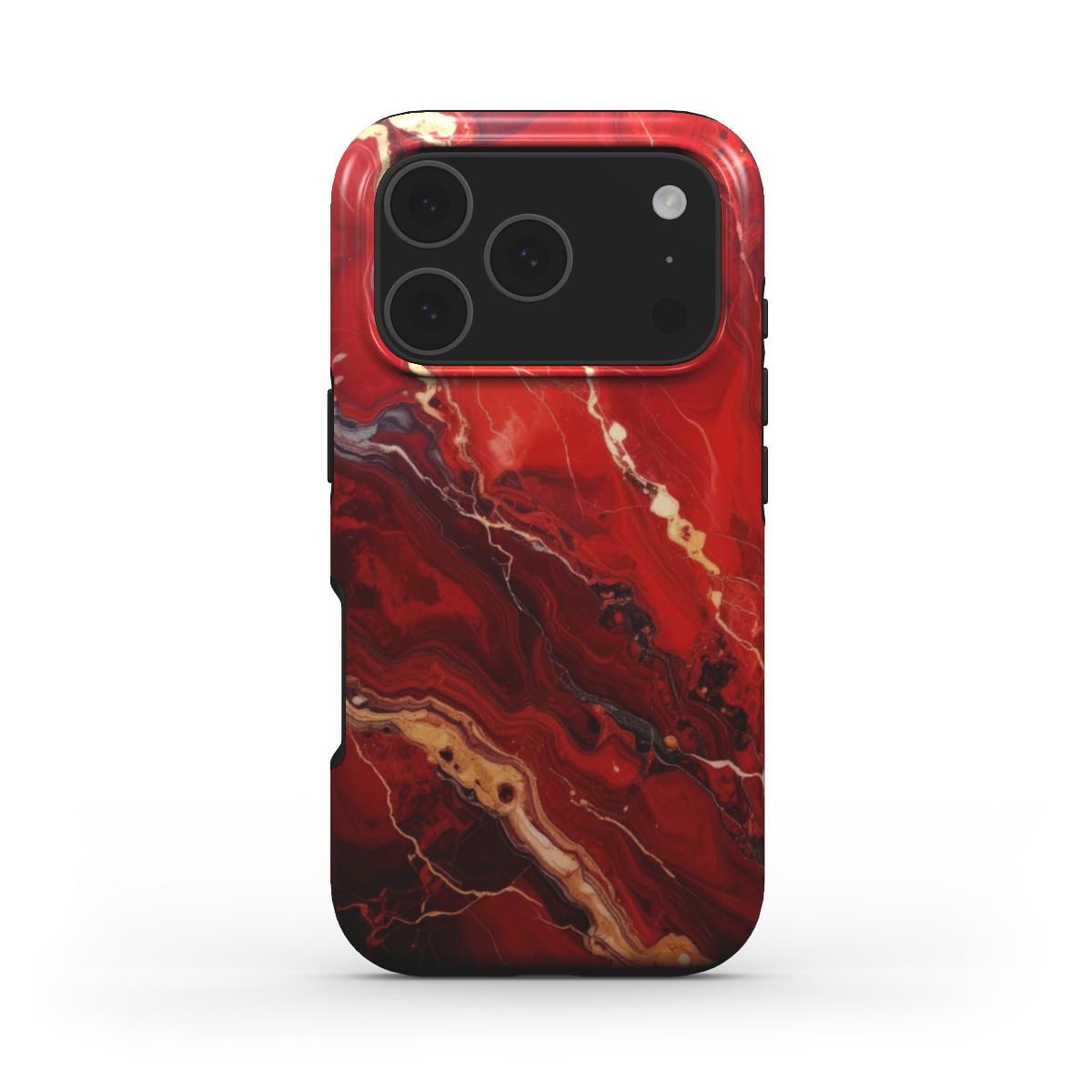 MagSafe Marmor-Design Handyhülle Red Fusion – Seitenansicht