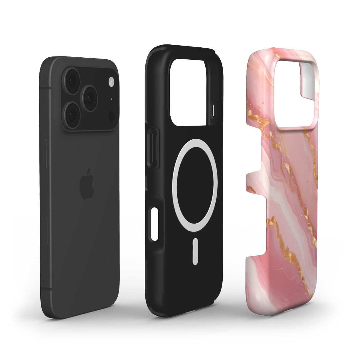 MagSafe Marmor-Design Handyhülle Golden Blush – Aufbau mit Magnetring