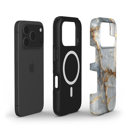 MagSafe Marmor-Design Handyhülle Silver Ember – Aufbau mit Magnetring