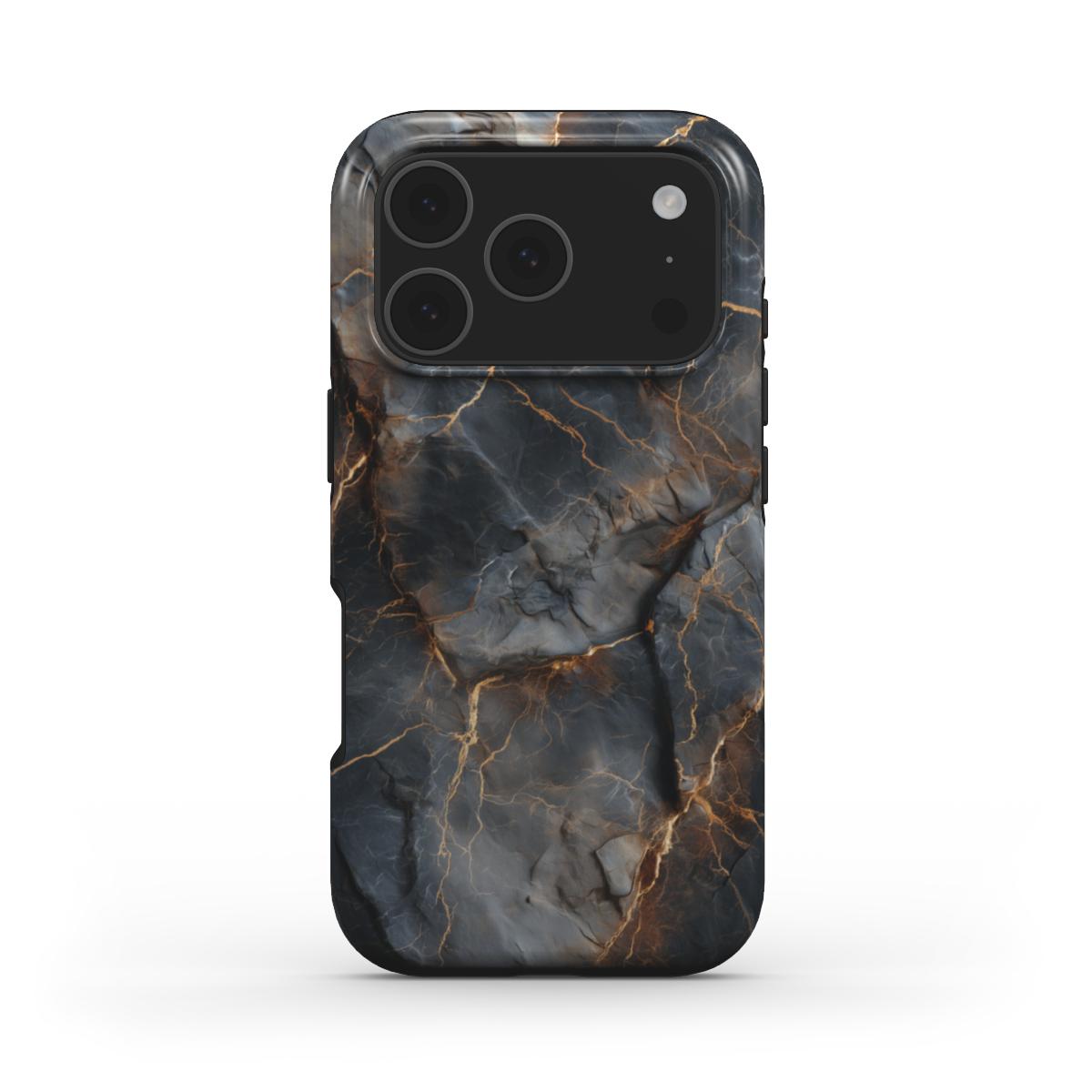 MagSafe Marmor-Design Handyhülle Obsidian Veins – Seitenansicht