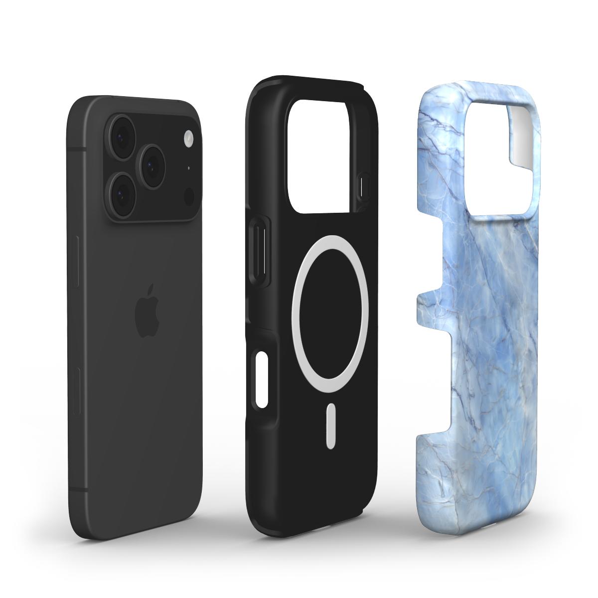 MagSafe Marmor-Design Handyhülle Blue Crystal – Aufbau mit Magnetring