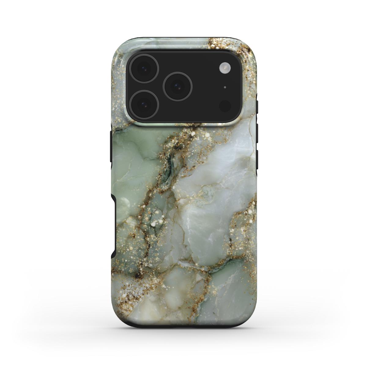 MagSafe Marmor-Design Handyhülle Golden Sage – Seitenansicht