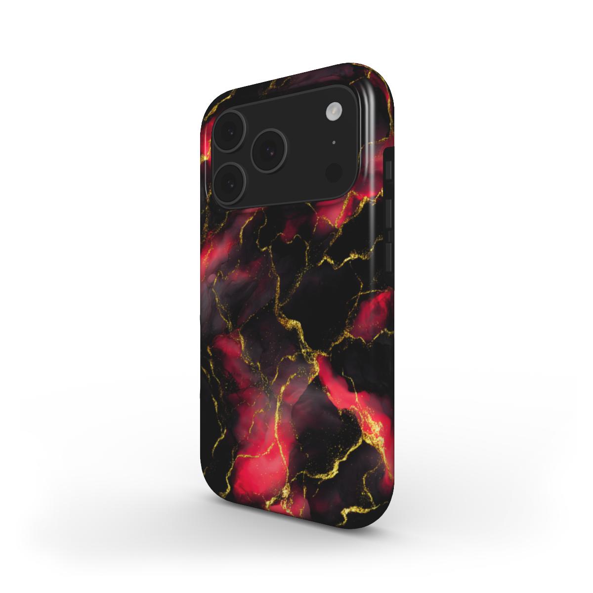 MagSafe Marmor-Design Handyhülle Crimson Lava – Rückseite