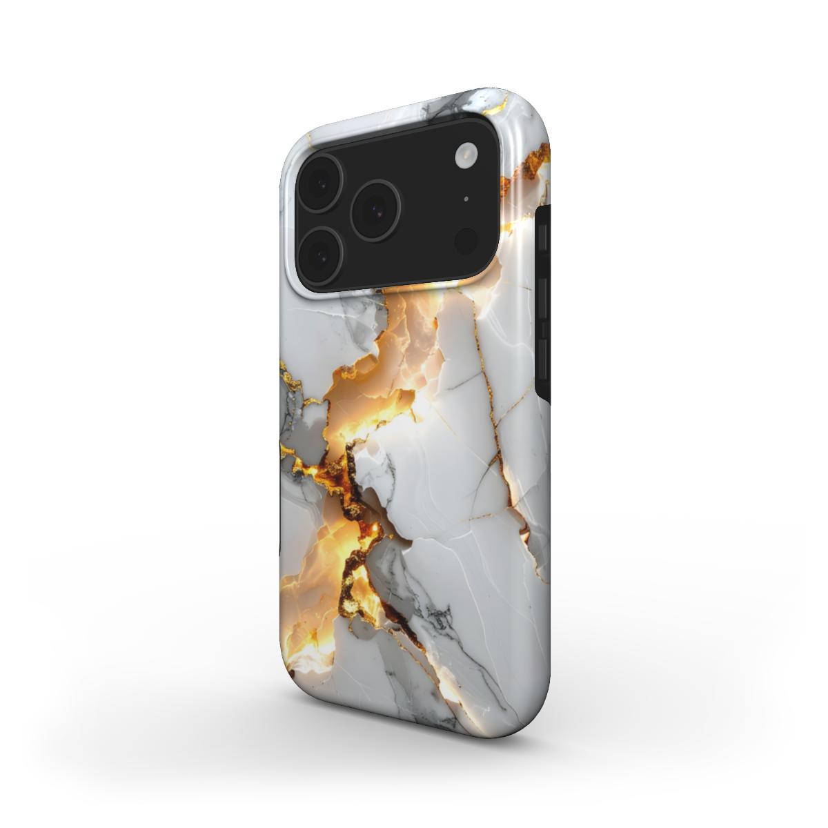 MagSafe Marmor-Design Handyhülle Golden Fracture – Rückseite