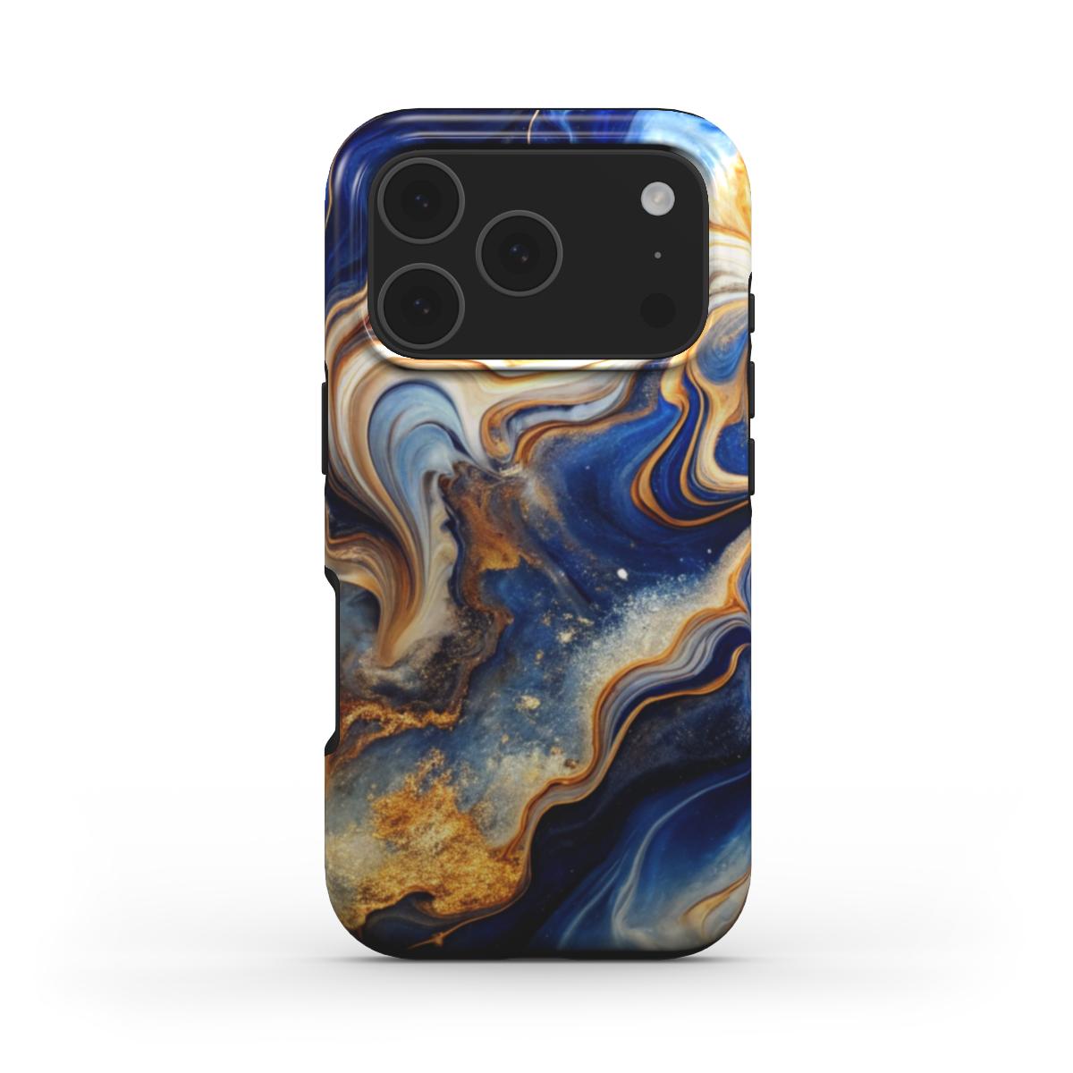 MagSafe Handyhülle Azure Storm Rückseite mit galaktischem Farbverlauf in Blau und Gold