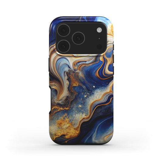 MagSafe Handyhülle Azure Storm Rückseite mit galaktischem Farbverlauf in Blau und Gold