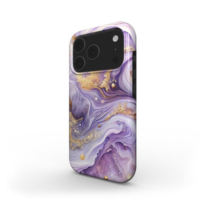 MagSafe Handyhülle Lavender Aura – Seitenansicht mit lavendelfarbenem Marmor-Design