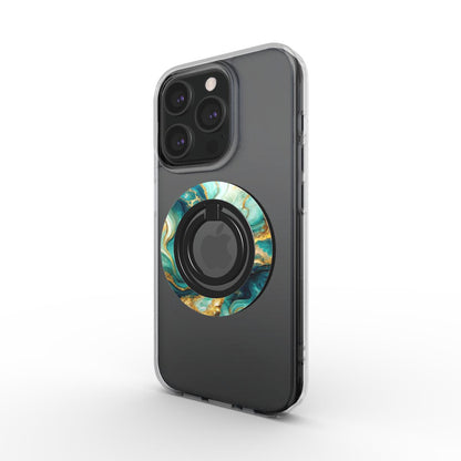 Emerald Waves Ringhalter auf Smartphone-Hülle, Schrägansicht