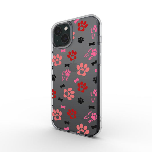 Transparente Pfoten-Love Handyhülle im 3D-Winkel – buntes Pfotenmotiv, TPU-Schutz, klarer Case-Look
