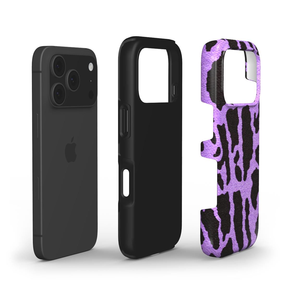 Zweischichtiger Dual-Layer Aufbau des Tough Cases im Leopardenmuster Violett