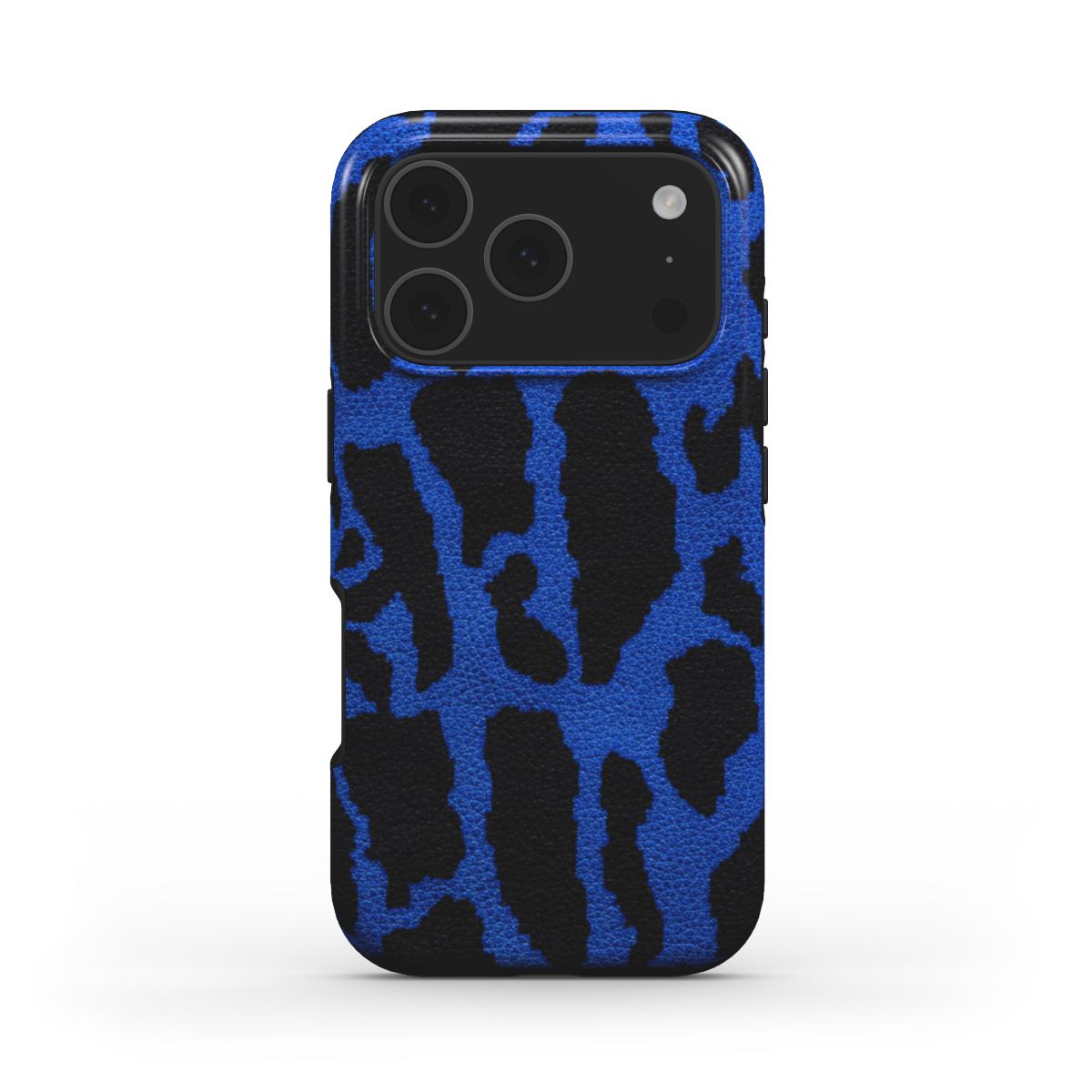 Rückseite der Handyhülle Leopard Print Blau glänzend