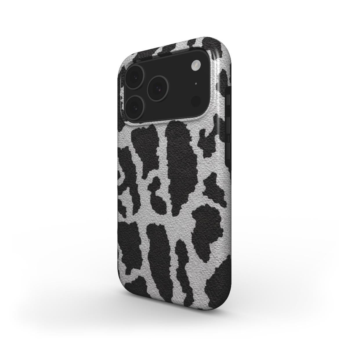 MagSafe Smartphone Schutzhülle mit Leopardenmuster in Silber - schräge Ansicht
