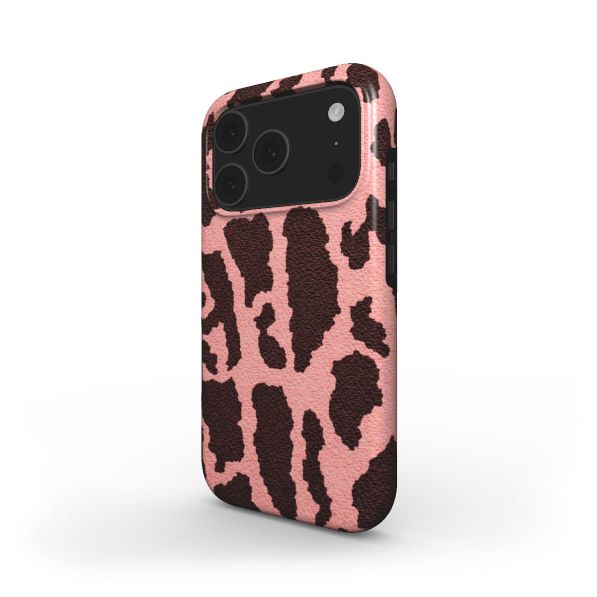 MagSafe Smartphone Schutzhülle mit Leopardenmuster in Pink - schräge Ansicht