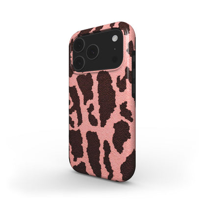 MagSafe Smartphone Schutzhülle mit Leopardenmuster in Pink - schräge Ansicht