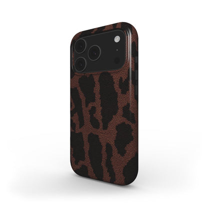 MagSafe Smartphone Schutzhülle mit Leopardenmuster in Braun - schräge Ansicht