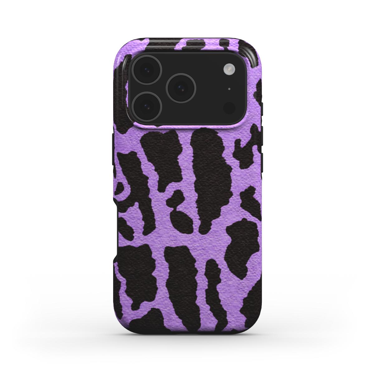 Rückseite der MagSafe Handyhülle Leopard Print Violett glänzend