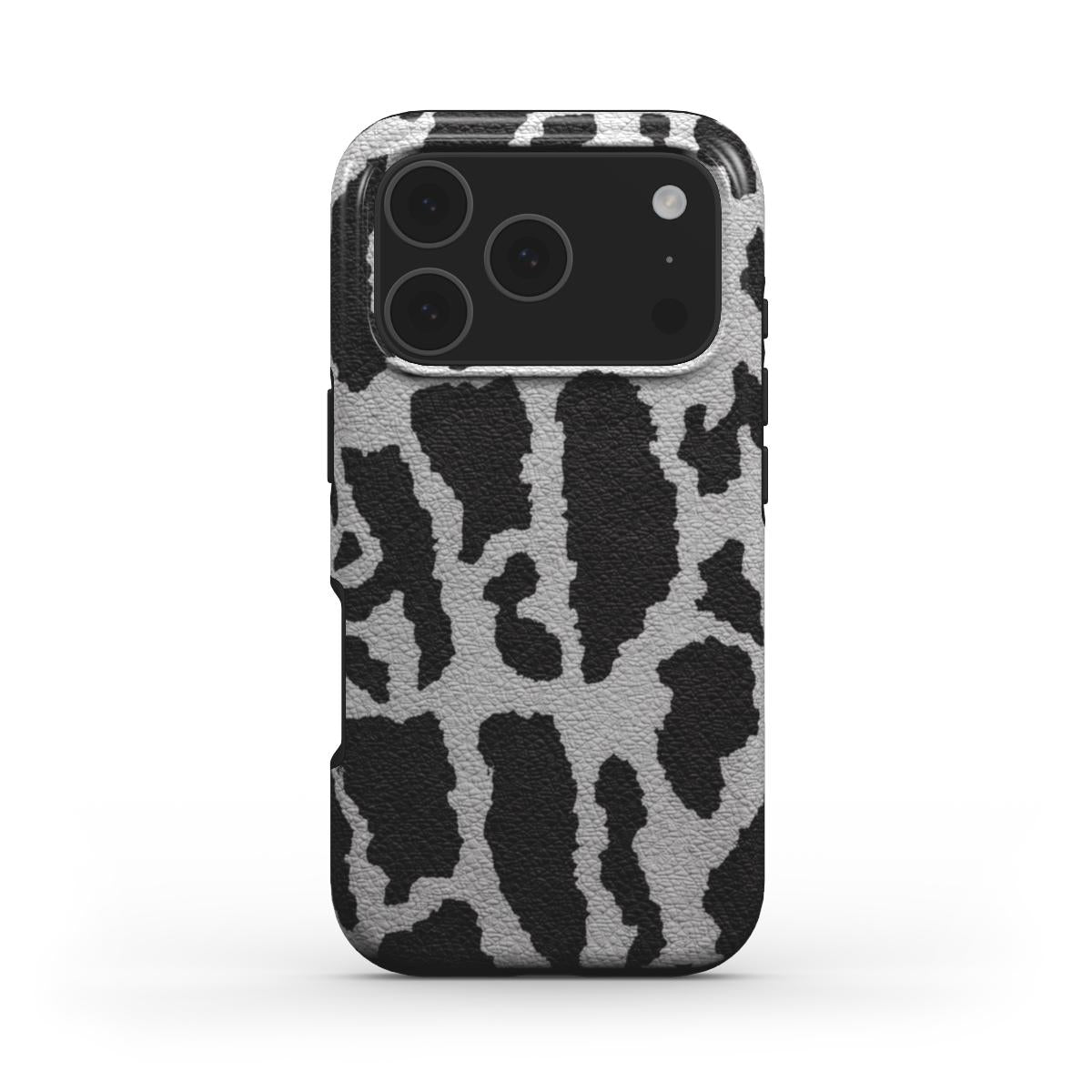 Rückseite der MagSafe Handyhülle Leopard Print Silber glänzend