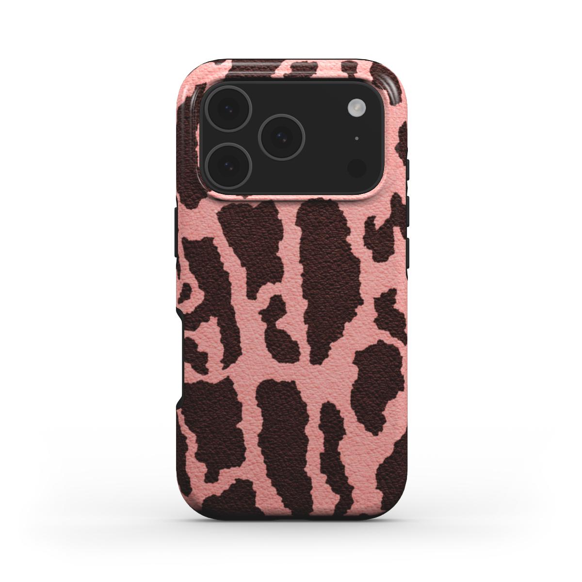 Rückseite der MagSafe Handyhülle Leopard Print Pink glänzend