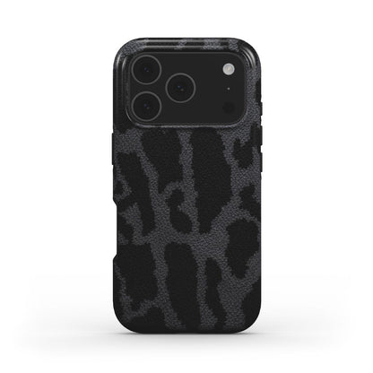 Rückseite der MagSafe Handyhülle Leopard Print Grau glänzend