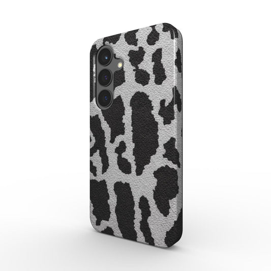 Magnetische Smartphone Schutzhülle mit Leopardenmuster in Silber für Samsung und Pixel - schräge Ansicht