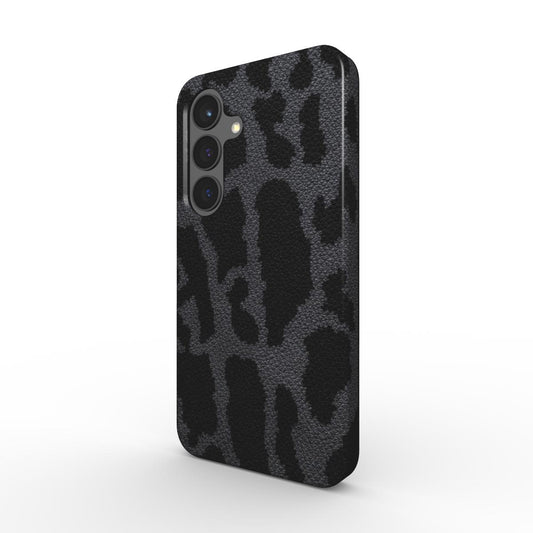 Magnetische Smartphone Schutzhülle mit Leopardenmuster in Grau für Samsung und Pixel - schräge Ansicht