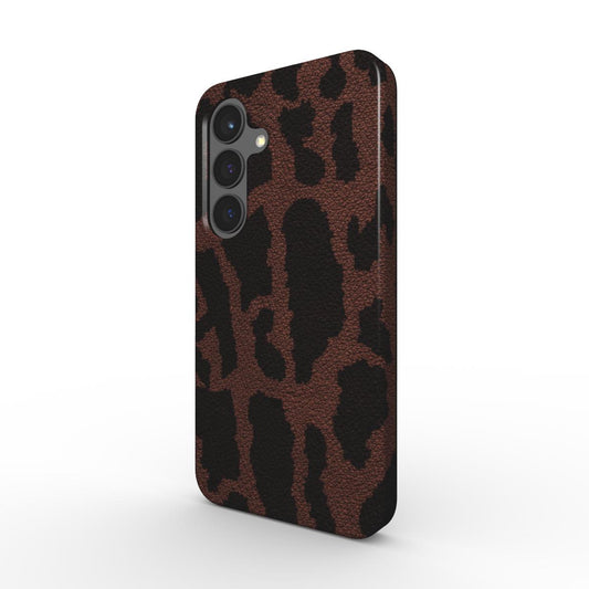 Magnetische Smartphone Schutzhülle mit Leopardenmuster in Braun für Samsung und Pixel - schräge Ansicht