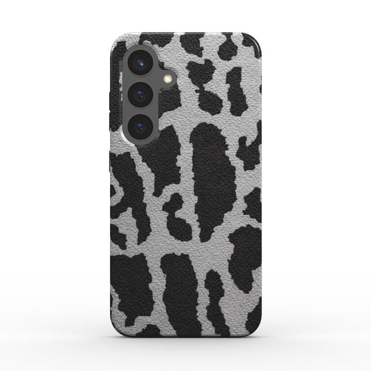 Rückseite der magnetischen Handyhülle Leopard Print Silber glänzend