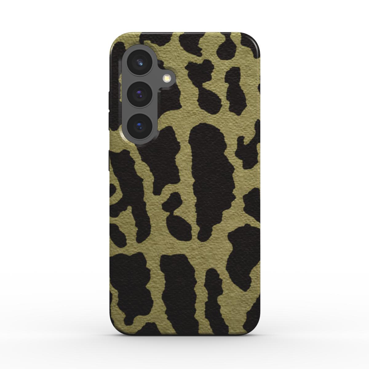 Rückseite der magnetischen Handyhülle Leopard Print Militärgrün glänzend