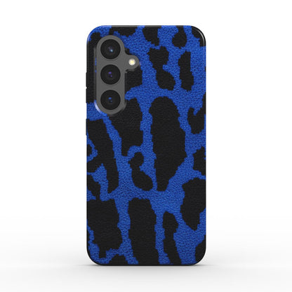 Rückseite der magnetischen Handyhülle Leopard Print Blau glänzend