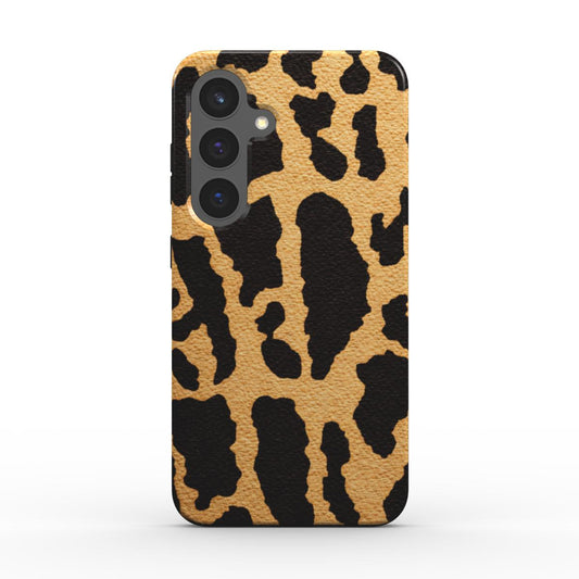 Rückseite der magnetischen Handyhülle Leopard Print Gold glänzend