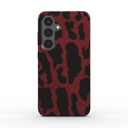 Rückseite der magnetischen Handyhülle Leopard Print Rot glänzend