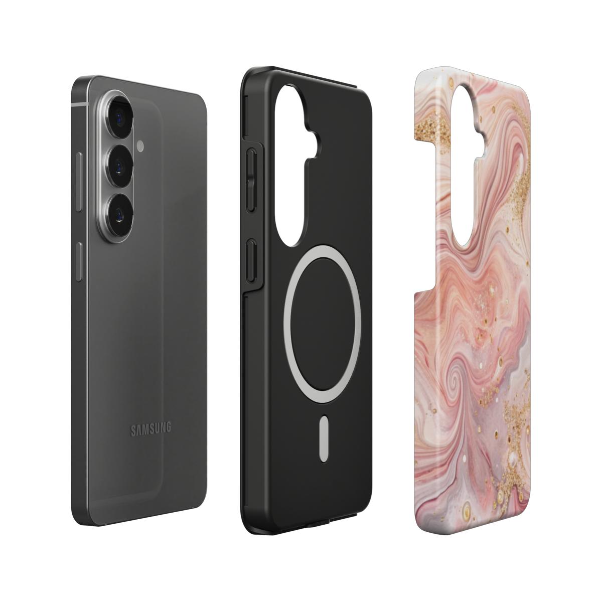 Stoßfeste Dual-Layer Handyhülle Seitenansicht Rosy Gleam