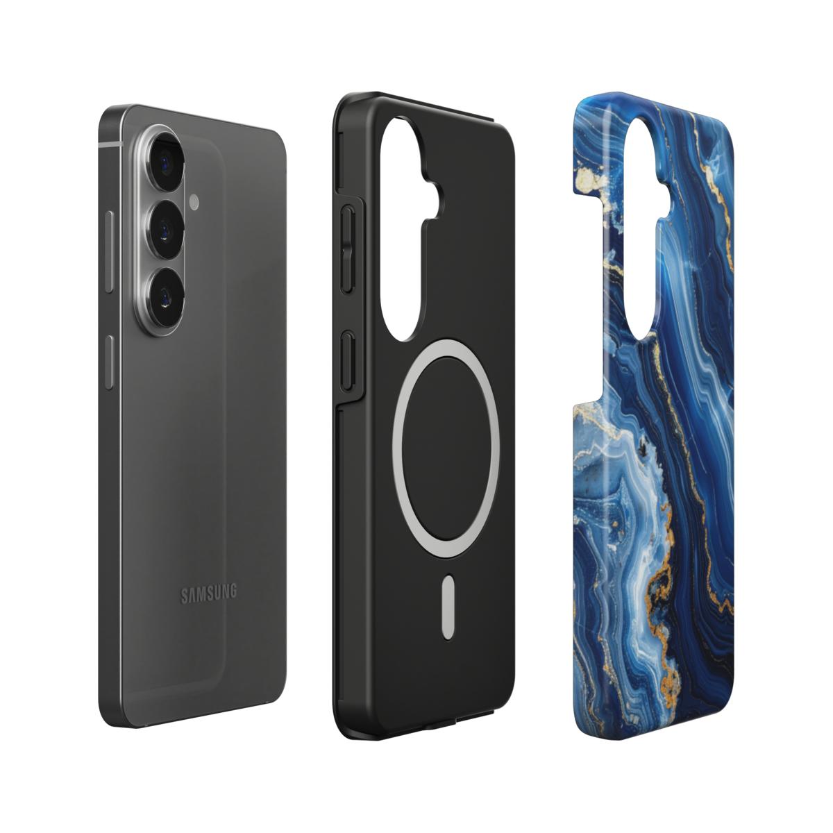 Stoßfeste Dual-Layer Handyhülle Seitenprofil Azure Rift Marmor-Design