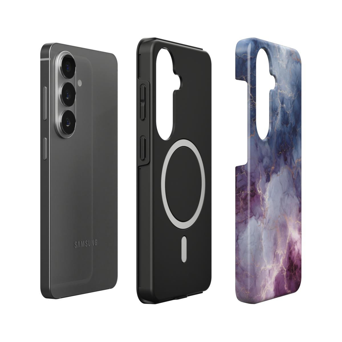Stoßfeste Dual-Layer Handyhülle Seitenprofil Nebula Quartz Marmor-Design