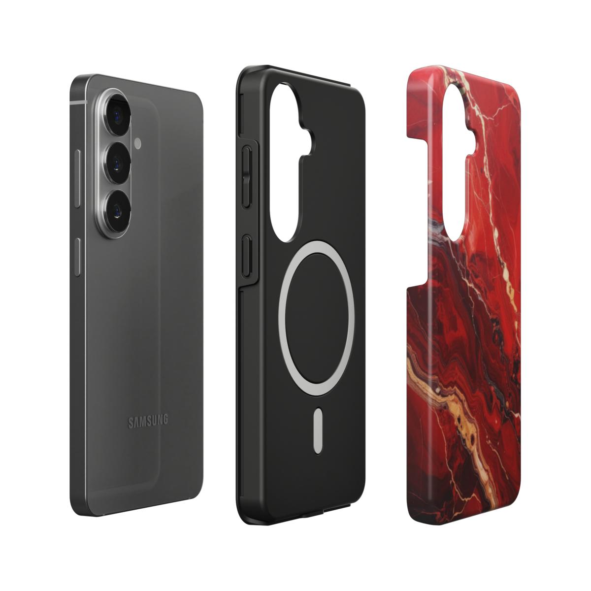 Stoßfeste Dual-Layer Handyhülle Seitenprofil Red Fusion Marmor-Design