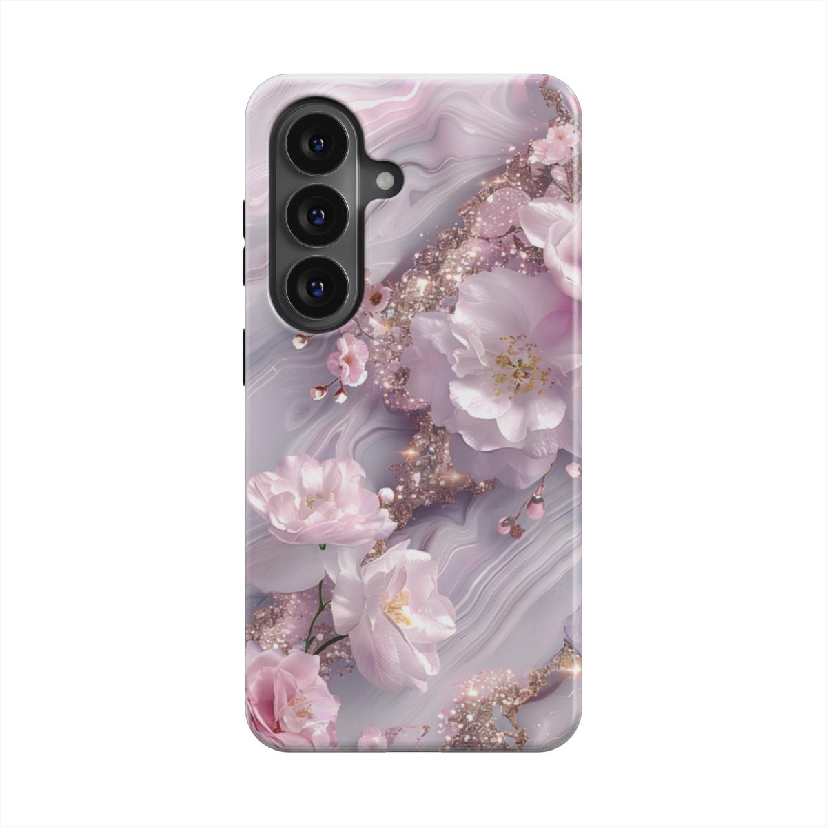 Starker Magnetring Detailansicht MagSafe kompatibel Rosa Blüten & Marmor