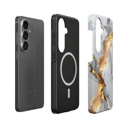 Stoßfeste Dual-Layer Handyhülle Seitenprofil Golden Fracture Marmor-Design