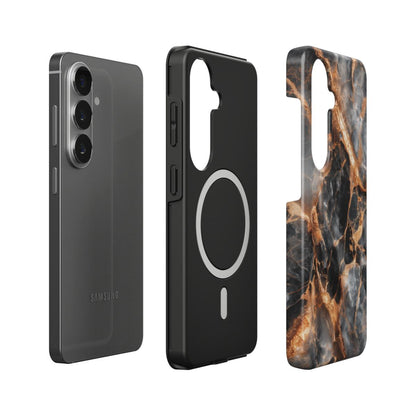 Stoßfeste Dual-Layer Handyhülle Seitenprofil Obsidian Flame Marmor-Design