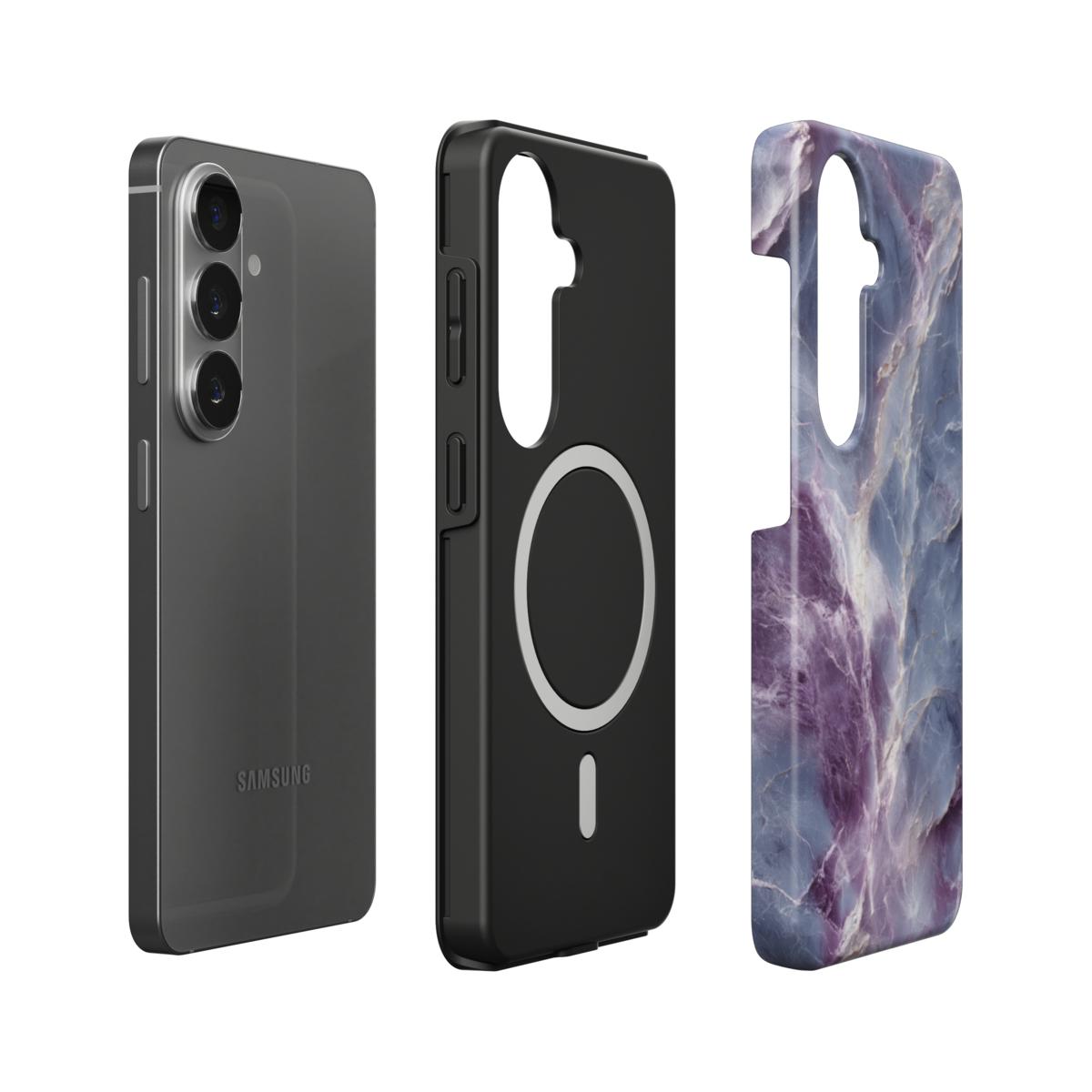 Stoßfeste Dual-Layer Handyhülle Seitenprofil Violet Storm Marmor-Design
