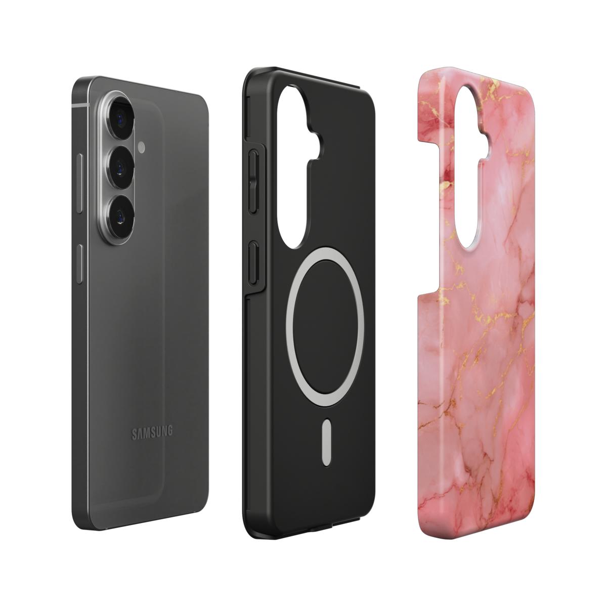 Stoßfeste Dual-Layer Handyhülle Seitenprofil Rose Aurora Marmor-Design