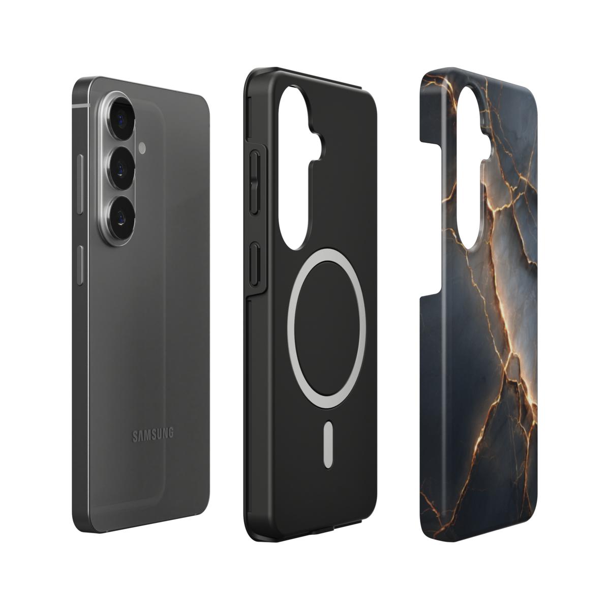 Stoßfeste Dual-Layer Handyhülle Seitenprofil Obsidian Blaze Marmor-Design