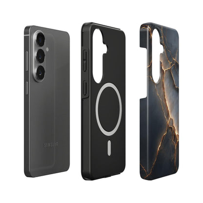 Stoßfeste Dual-Layer Handyhülle Seitenprofil Obsidian Blaze Marmor-Design